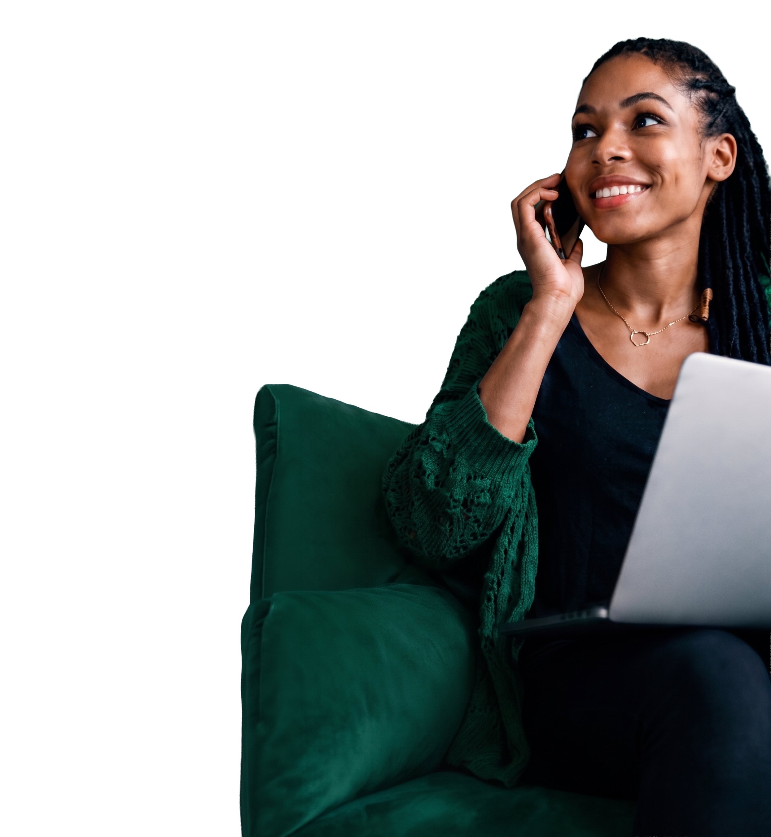 women talking to phone
